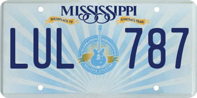 MS license plate LUL787