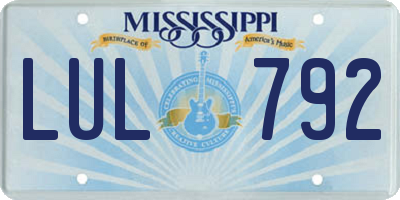 MS license plate LUL792