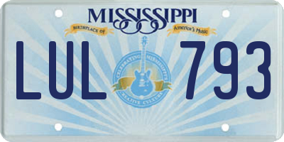 MS license plate LUL793