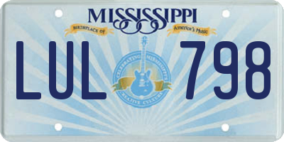 MS license plate LUL798