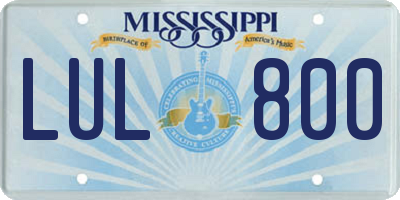 MS license plate LUL800