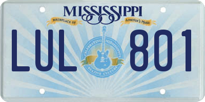 MS license plate LUL801