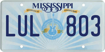 MS license plate LUL803