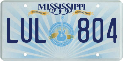 MS license plate LUL804