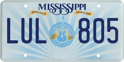 MS license plate LUL805