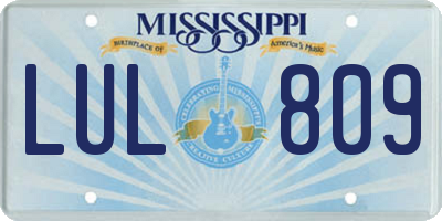MS license plate LUL809
