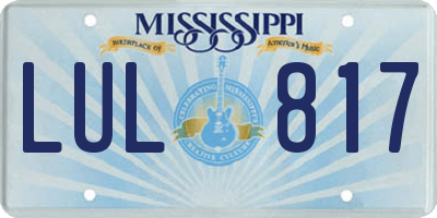 MS license plate LUL817