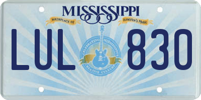 MS license plate LUL830