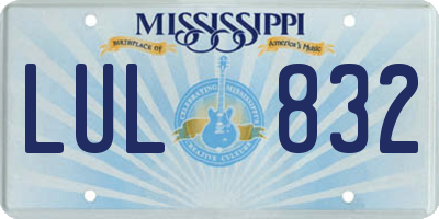 MS license plate LUL832