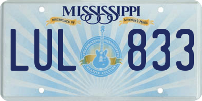 MS license plate LUL833