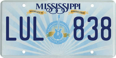 MS license plate LUL838