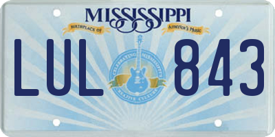 MS license plate LUL843