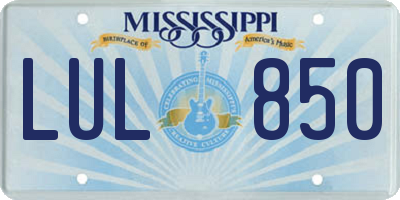 MS license plate LUL850
