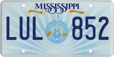 MS license plate LUL852