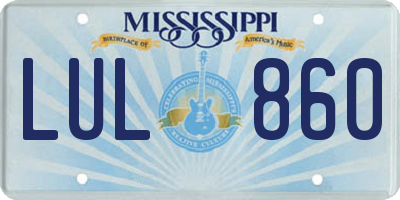 MS license plate LUL860
