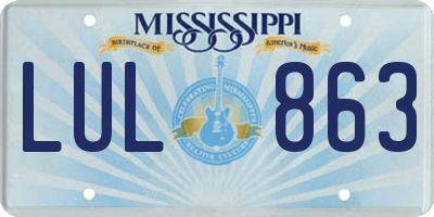 MS license plate LUL863