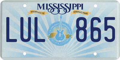 MS license plate LUL865