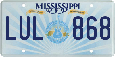 MS license plate LUL868