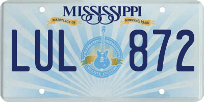 MS license plate LUL872