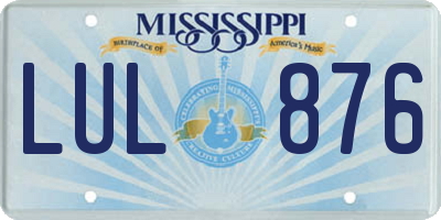 MS license plate LUL876
