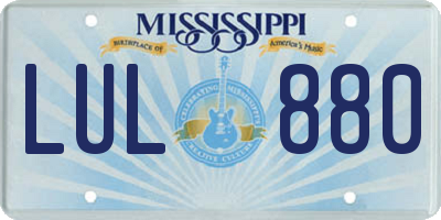MS license plate LUL880
