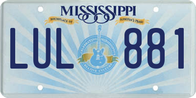 MS license plate LUL881
