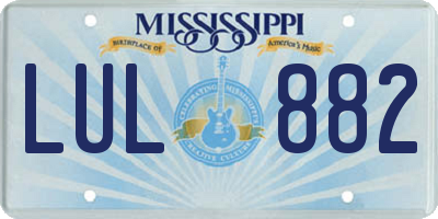 MS license plate LUL882