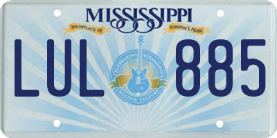 MS license plate LUL885