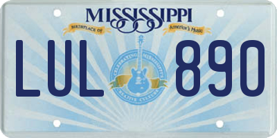 MS license plate LUL890
