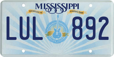MS license plate LUL892