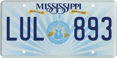 MS license plate LUL893