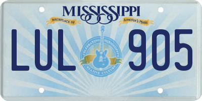 MS license plate LUL905
