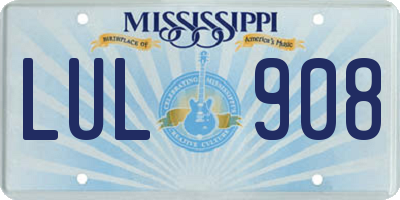 MS license plate LUL908