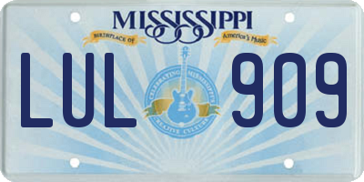 MS license plate LUL909