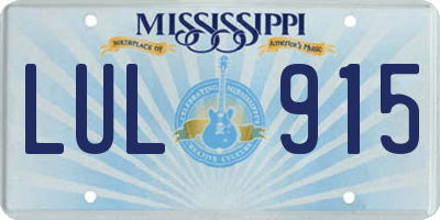 MS license plate LUL915