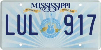 MS license plate LUL917