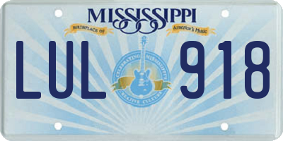MS license plate LUL918