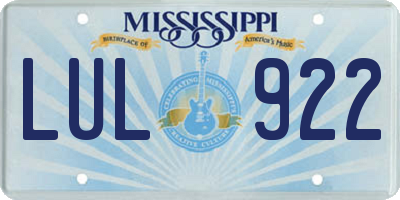 MS license plate LUL922