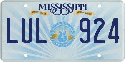 MS license plate LUL924