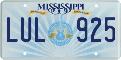 MS license plate LUL925