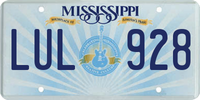 MS license plate LUL928
