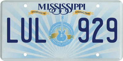 MS license plate LUL929