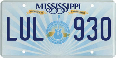 MS license plate LUL930