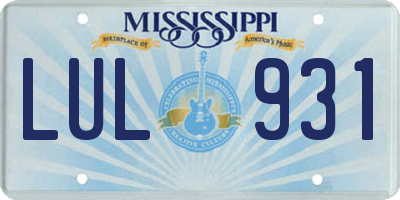 MS license plate LUL931