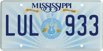 MS license plate LUL933