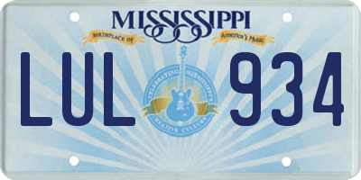 MS license plate LUL934