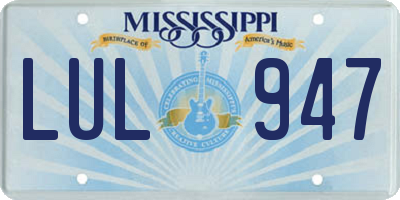 MS license plate LUL947
