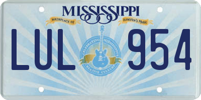 MS license plate LUL954