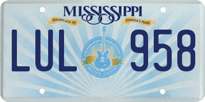MS license plate LUL958