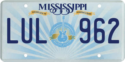 MS license plate LUL962